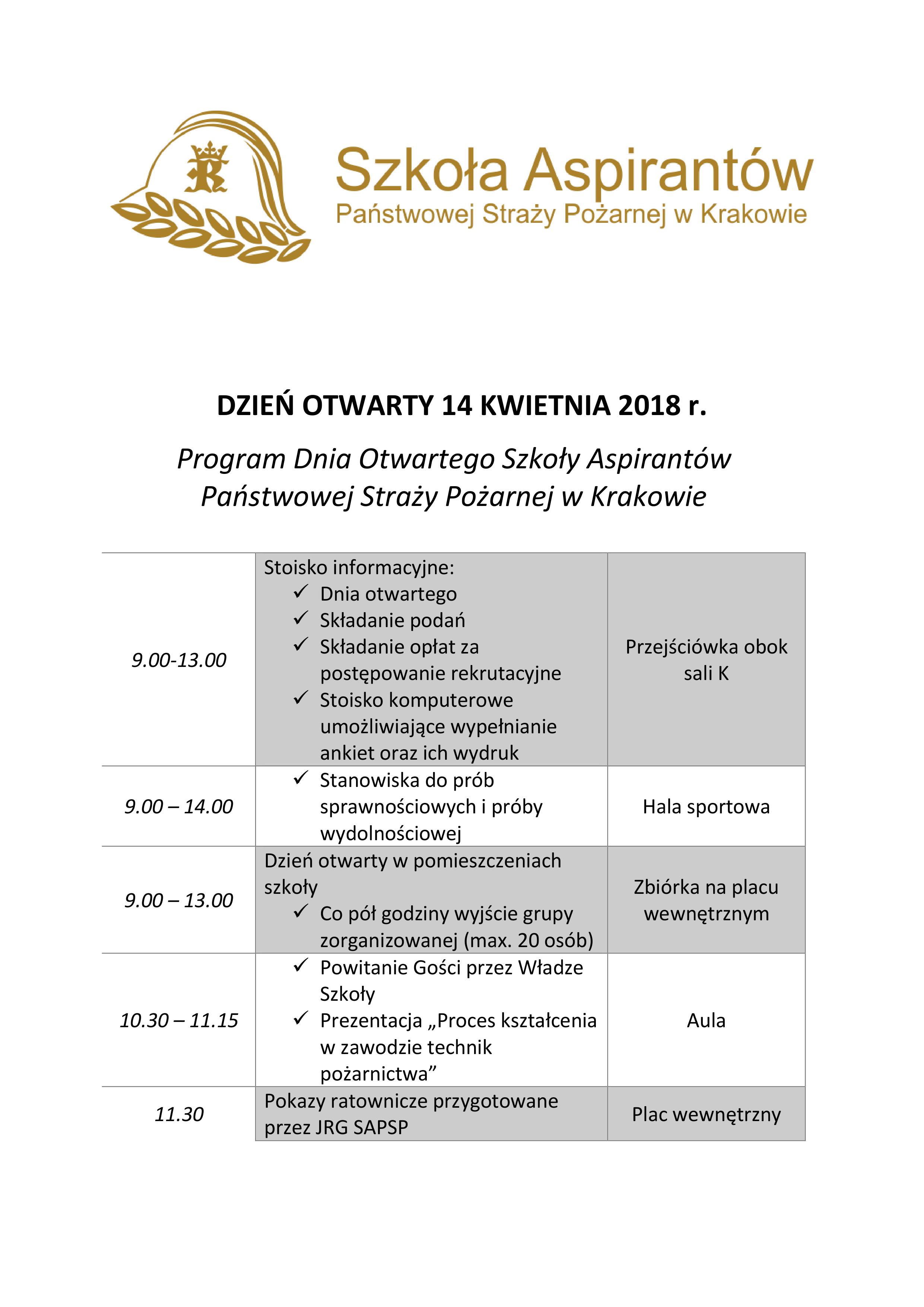 14.04.2018 Dzień otwarty SA PSP w Krakowie